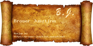 Broser Jusztina névjegykártya